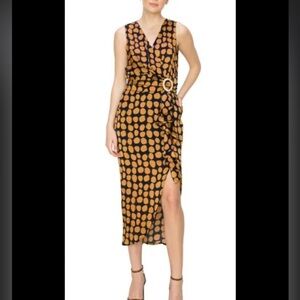 New Melloday Polka Dot Faux Wrap Dress